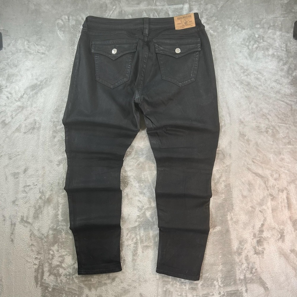 True Religion Section Skinny Jeans Mens 34x30 Black Dark Wash Slim Denim Pants